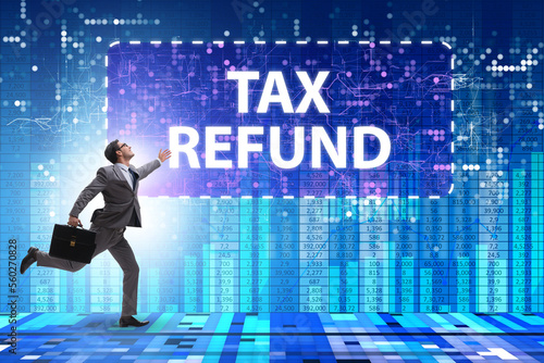 Businessman in tax refund concept