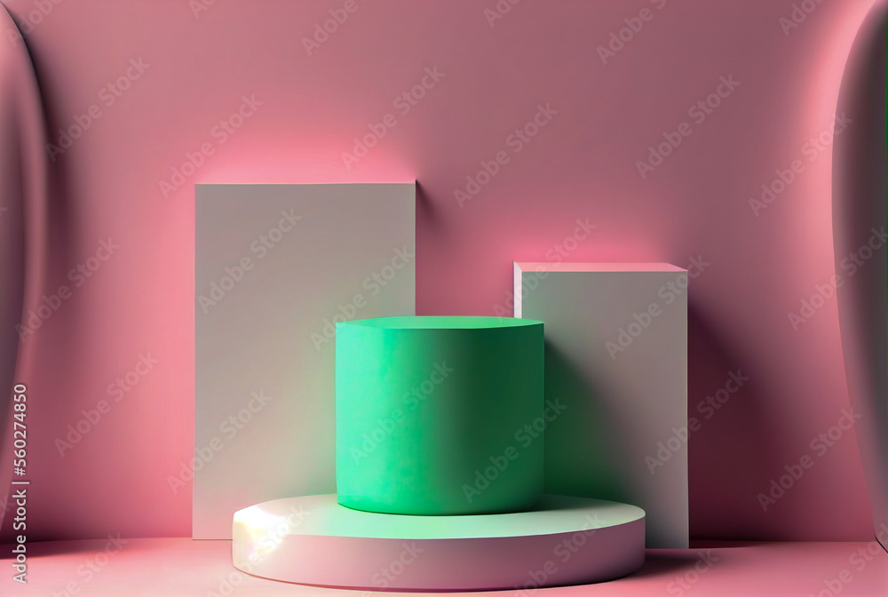 Abstract mock up scene pastel color. geometry shape podium background for product . Generative AI technology. Abstract mock up scene pastel color. geometry shape podium background for product . Generative AI technology.