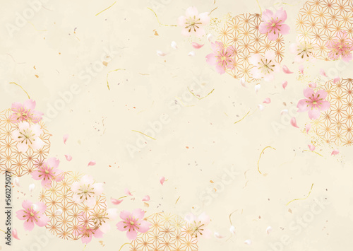桜と和柄の背景