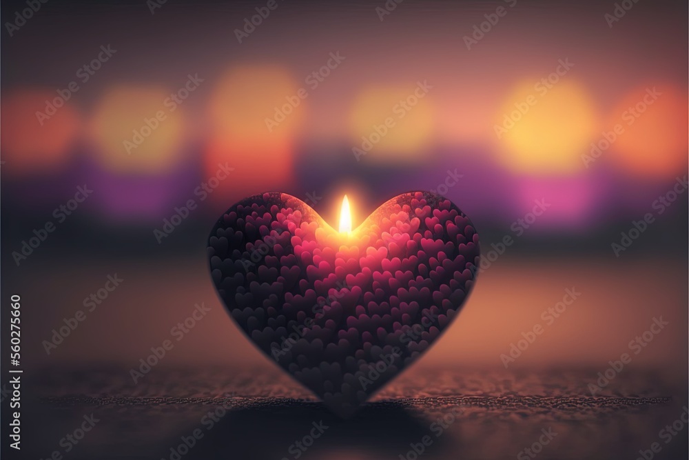 Fototapeta premium A generative AI art depiction of a candle and hearts