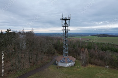 Vysoka Lookout Tower aerial panorama landscape view close to Kutna Hora city,hidden in the forests,Rozhledna Vysoka Czech republic,Europe photo