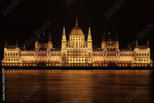 Budapest, Parliament, Danube, architecture at night
