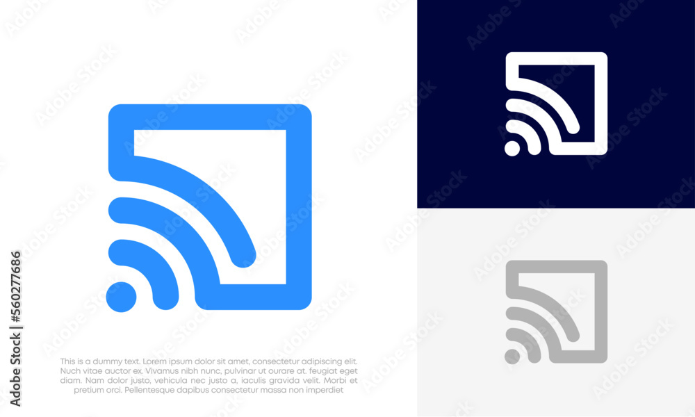 square box signal wifi wireless logo vector design