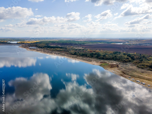 Aerial view of Pyasachnik (Sandstone) Reservoir, Bulgaria © Stoyan Haytov