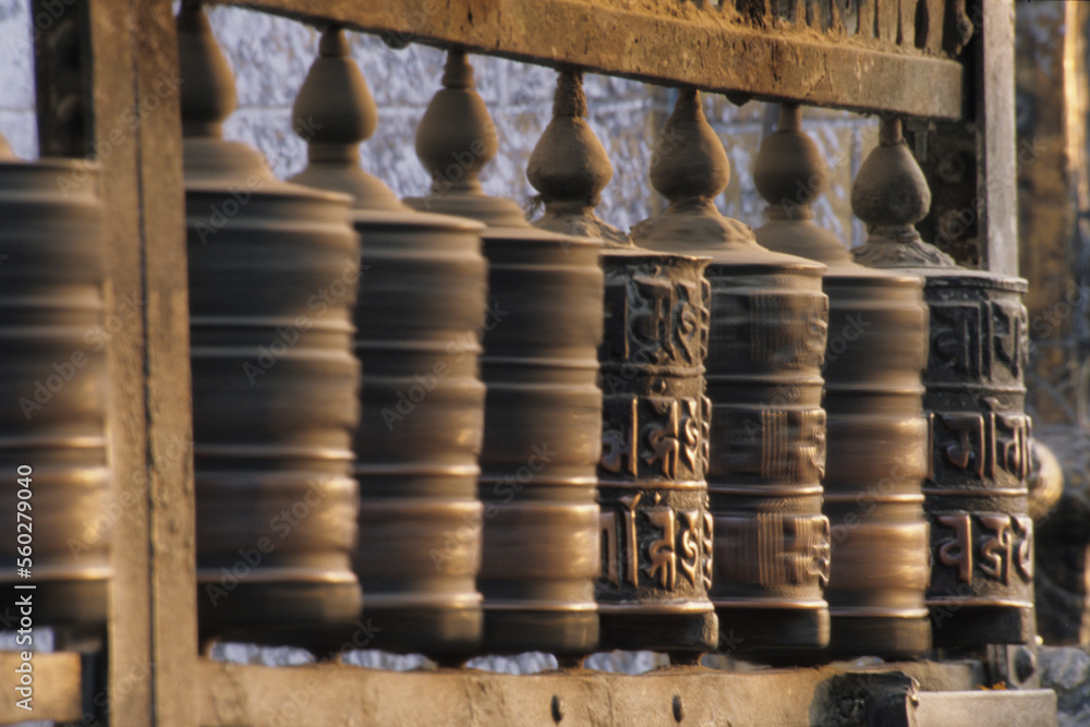 Prayer wheels in Kathmandu, Nepal. Prayer wheels in Kathmandu, Nepal.
