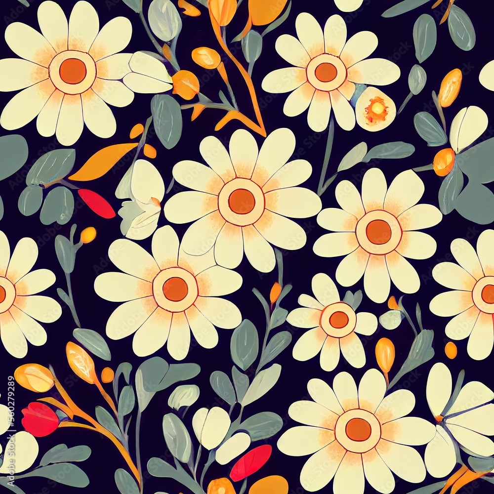 Vintage collage of beautiful flowers. Floral background ,made with Generative AI
