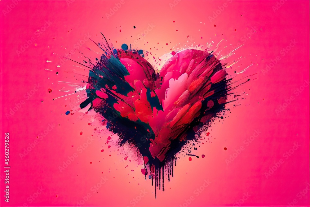 Love Heart of acrylic paint 