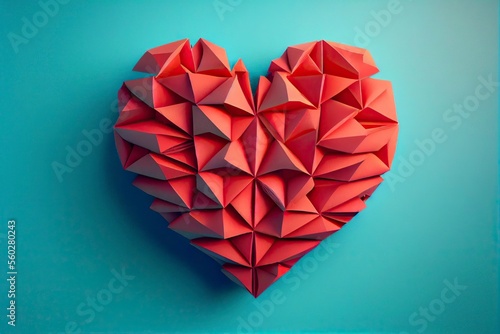 Wallpaper Mural Origami paper heart love red and blue Torontodigital.ca