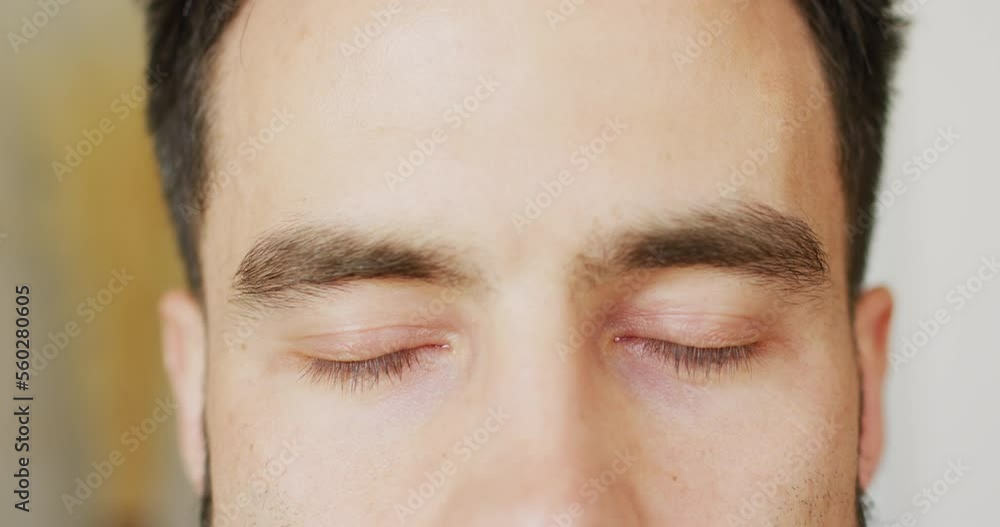 Video close up portrait of the eyes of smiling caucasian man, with copy space Video close up portrait of the eyes of smiling caucasian man, with copy space