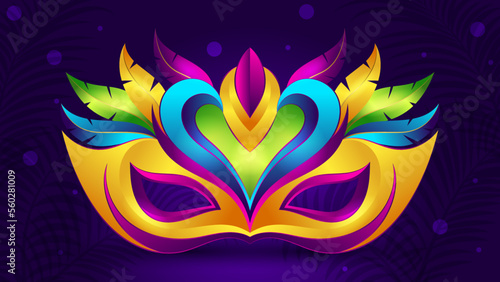 Colorful Carnival party Mask, Traditional masque for carnaval, fesival, masquerade, parade.