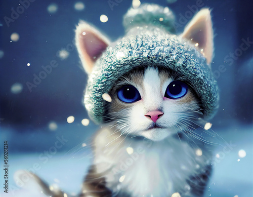Cute cat with big eyes ,made with Generative AI