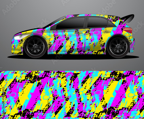 Rally car decal graphic wrap vector, abstract background