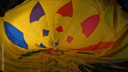 Inside a Hot Air Balloon when Inflating on the Ground
 photo