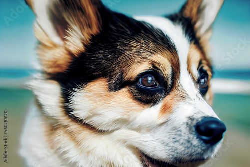 Cute dog portrait, studio background ,made with Generative AI