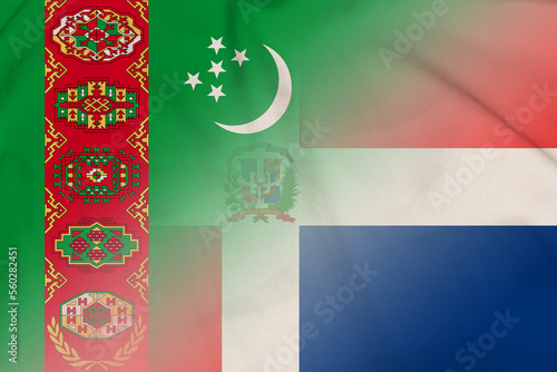 Turkmenistan and Dominican Republic official flag transborder negotiation DOM TKM