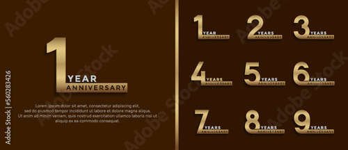 set of anniversary logo style silver and gold color on brown background for special moment