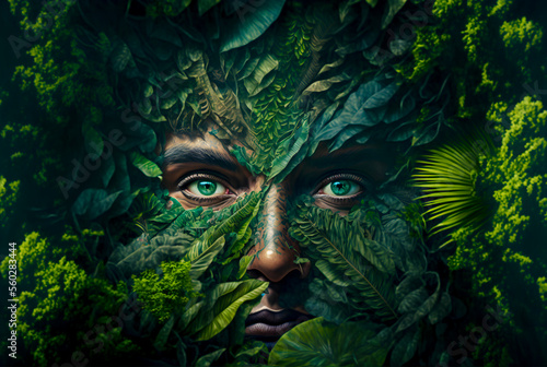 Face covered by vegetation © RafaelBegue