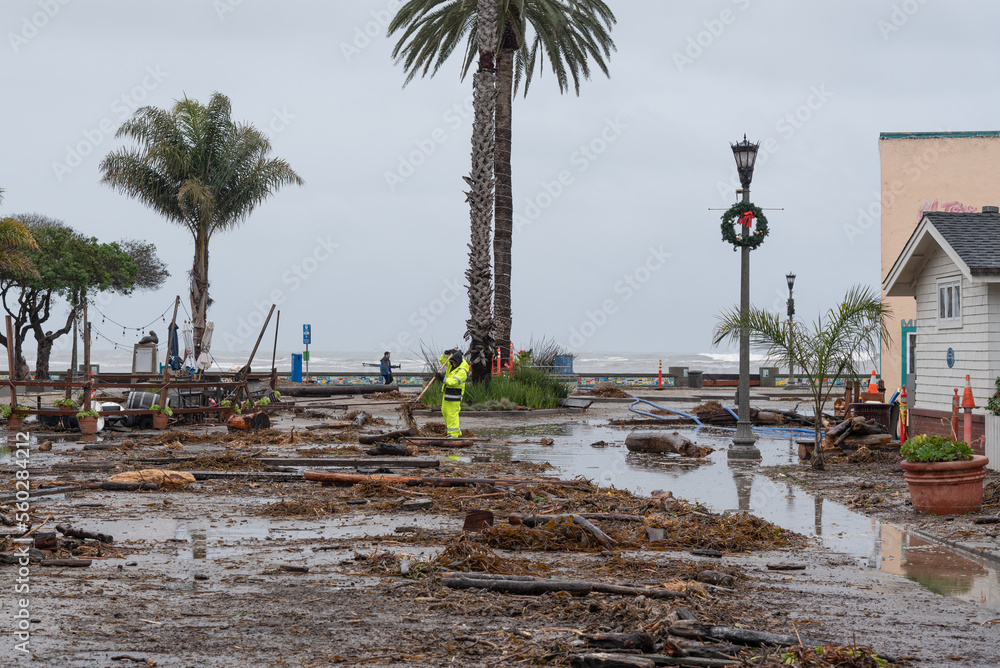 Bomb cyclone causes severe storm and flood damage in Sanya Cruz County, CA, USA on January 5, 2023; storm kills 2. 