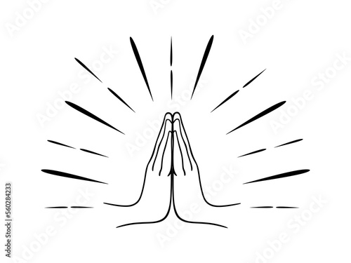 Praying Concept. Hand Drawn Praying on white background. vector illustration