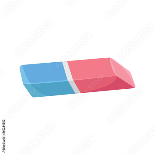 Eraser vector illustration for office or school stationery supplies on white background. Eraser is used in drawing sketch, school supplies and painting tool. Blue and red eraser.