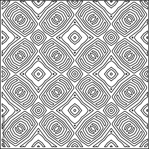 
Stylish texture with figures from lines.
Abstract geometric black and white pattern for web page, textures, card, poster, fabric, textile. Monochrome graphic repeating design. 