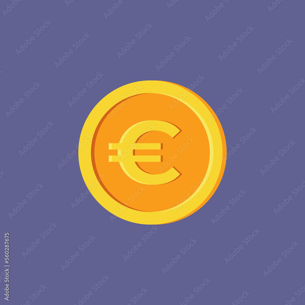 Golden isolated coin icon with euro sign. Vector illustration. Golden isolated coin icon with euro sign. Vector illustration.