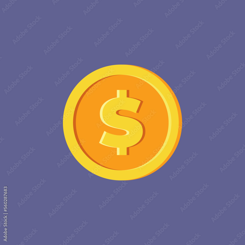Golden dollar isolated coin icon. Vector illustration Golden dollar isolated coin icon. Vector illustration