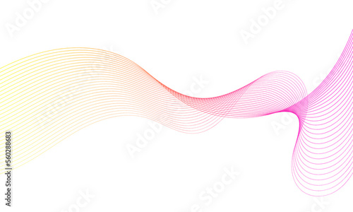 Abstract colorful wave element for design. Digital frequency track equalizer. Stylized line art background.Vector illustration.Wave with lines created using blend tool.Curved wavy line, smooth stripe