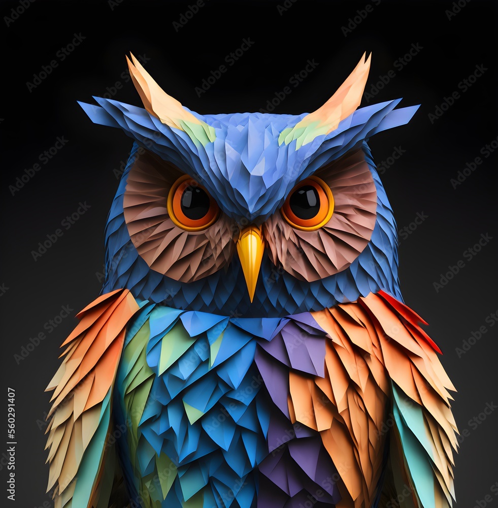 Obraz premium A cute colored owl made in origami style