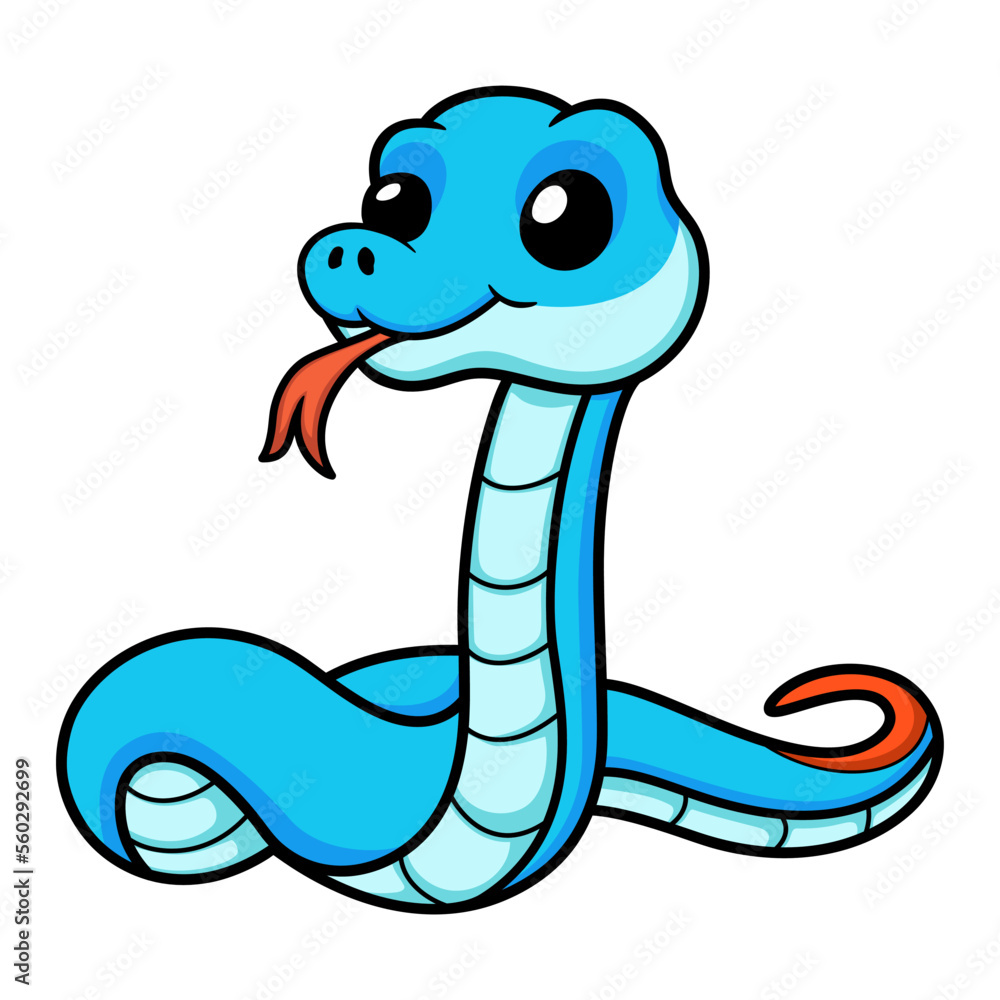 Fototapeta premium Cute blue snake viper cartoon