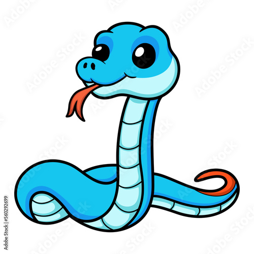 Cute blue snake viper cartoon