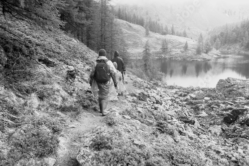 People hiking in the wild