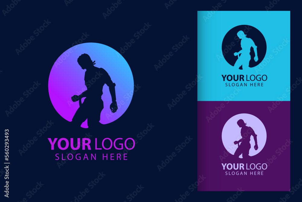 Samurai man in cyberpunk logo. Colorful symbol template design with soft background. Abstract vector branding. Samurai man in cyberpunk logo. Colorful symbol template design with soft background. Abstract vector branding.