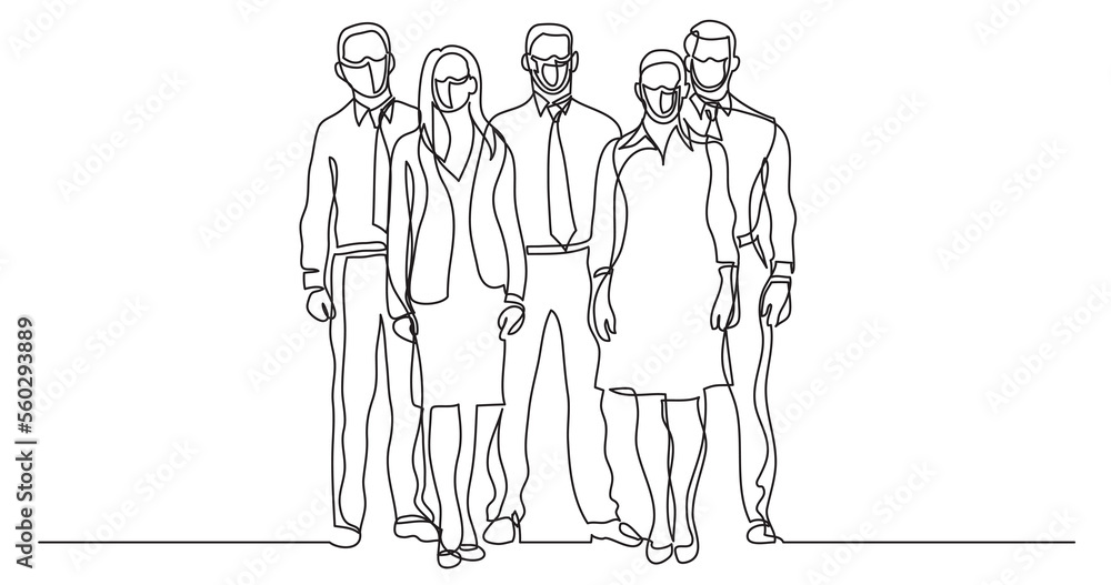 continuous line drawing four business professionals standing confident wearing face mask - PNG image with transparent background continuous line drawing four business professionals standing confident wearing face mask - PNG image with transparent background