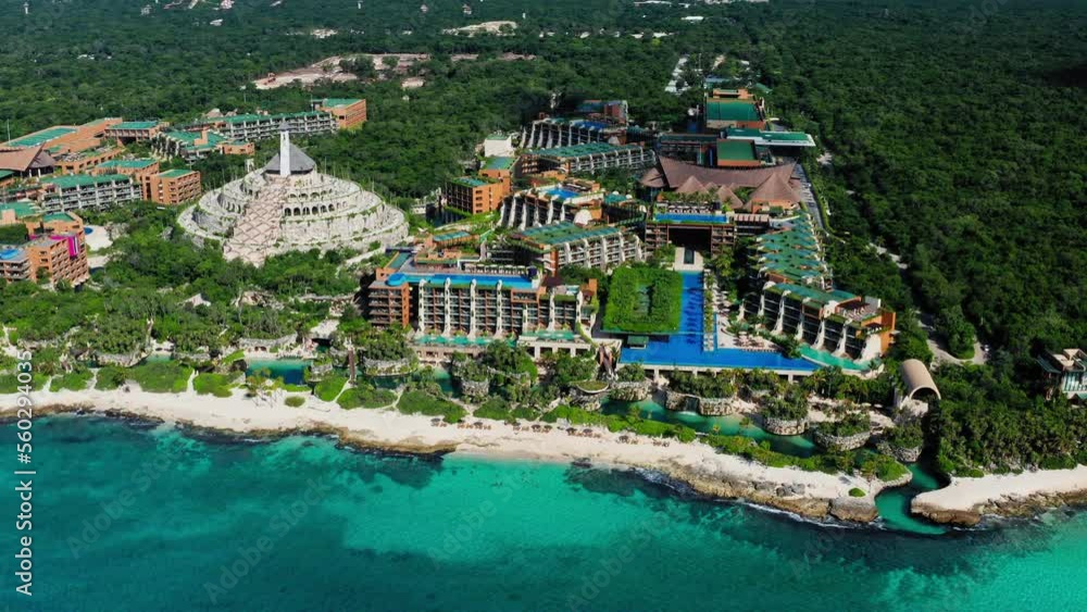 Flying high around the beautiful Xcaret Arte Resort and the tropical ...
