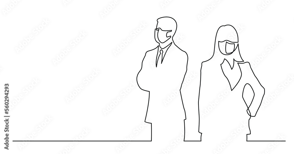 continuous line drawing of couple of business people together wearing face mask - PNG image with transparent background continuous line drawing of couple of business people together wearing face mask - PNG image with transparent background