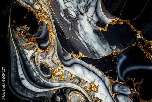 Gold and white Patterned natural of dark gray marble (Gold Russia) texture background for product design. (ai generated)