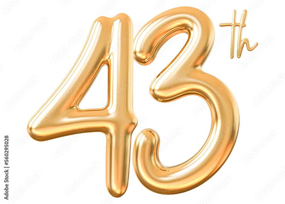 Anniversary 43th 3d gold number with generative AI Anniversary 43th 3d gold number with generative AI