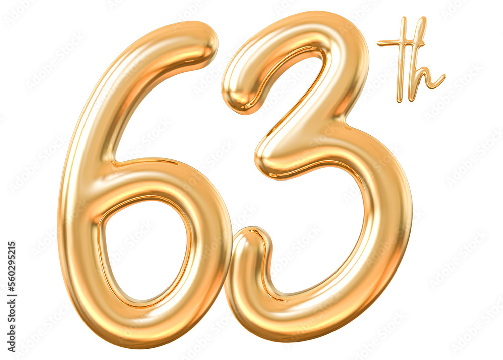 Anniversary 63th 3d gold number with generative AI Anniversary 63th 3d gold number with generative AI