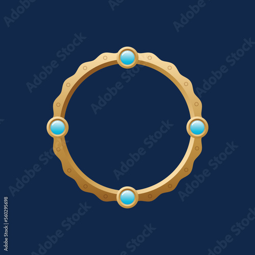 Metal circle frame border kit for game asset icons interface. Game level frame border kit in circle shape vector isolated