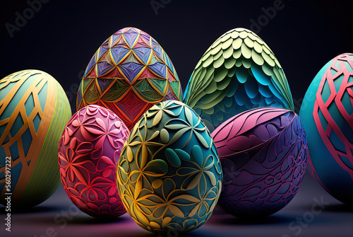 Carved Easter Eggs  Generative AI