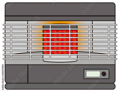 Illustration of forced flue type kerosene heater from the front
