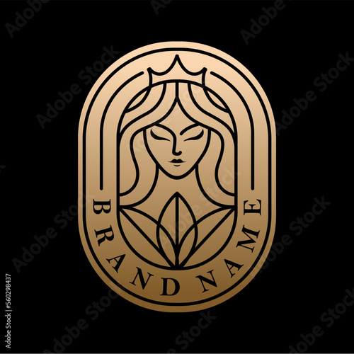 lotus flower queen beauty logo design vector