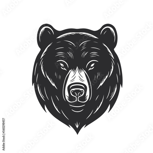black white Grizzly bear Logo or polar bear head face silhouette logo