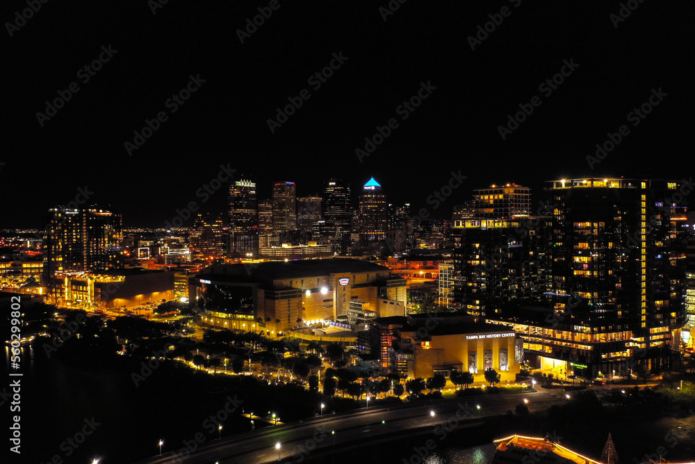 downtown Tampa Bay Dorne view lights are on downtown Tampa Bay Dorne view lights are on