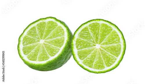 half of bergamot or kaffir with seeds isolated on transparent png