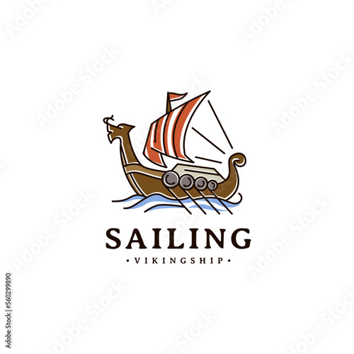 sailing viking ship logo design inspiration
