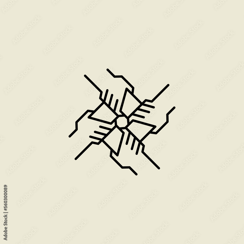 Obraz premium teamwork unity logo design with four hand concept vector illustration 4