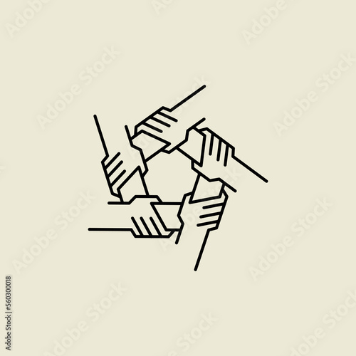 teamwork unity logo design with five hand concept vector illustration 3