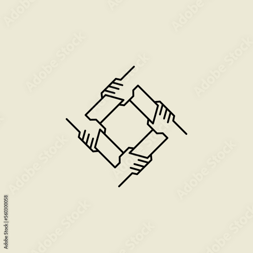 teamwork unity logo design with four hand concept vector illustration 2